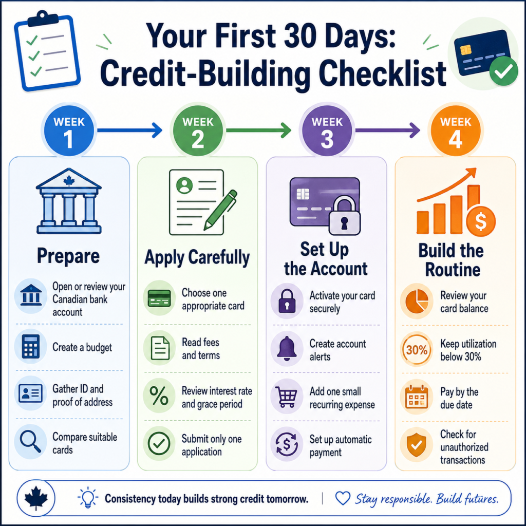 Thirty-day credit-building checklist for Canada